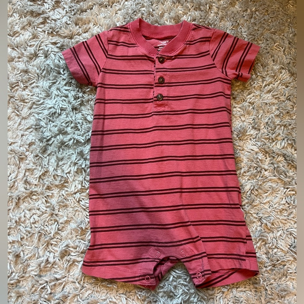 Striped Red Baby Romper